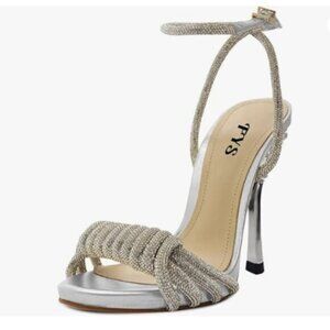 FYS Women Rhinestones Open Toe Ankle Strap Sandals Stiletto High Heels Sliver